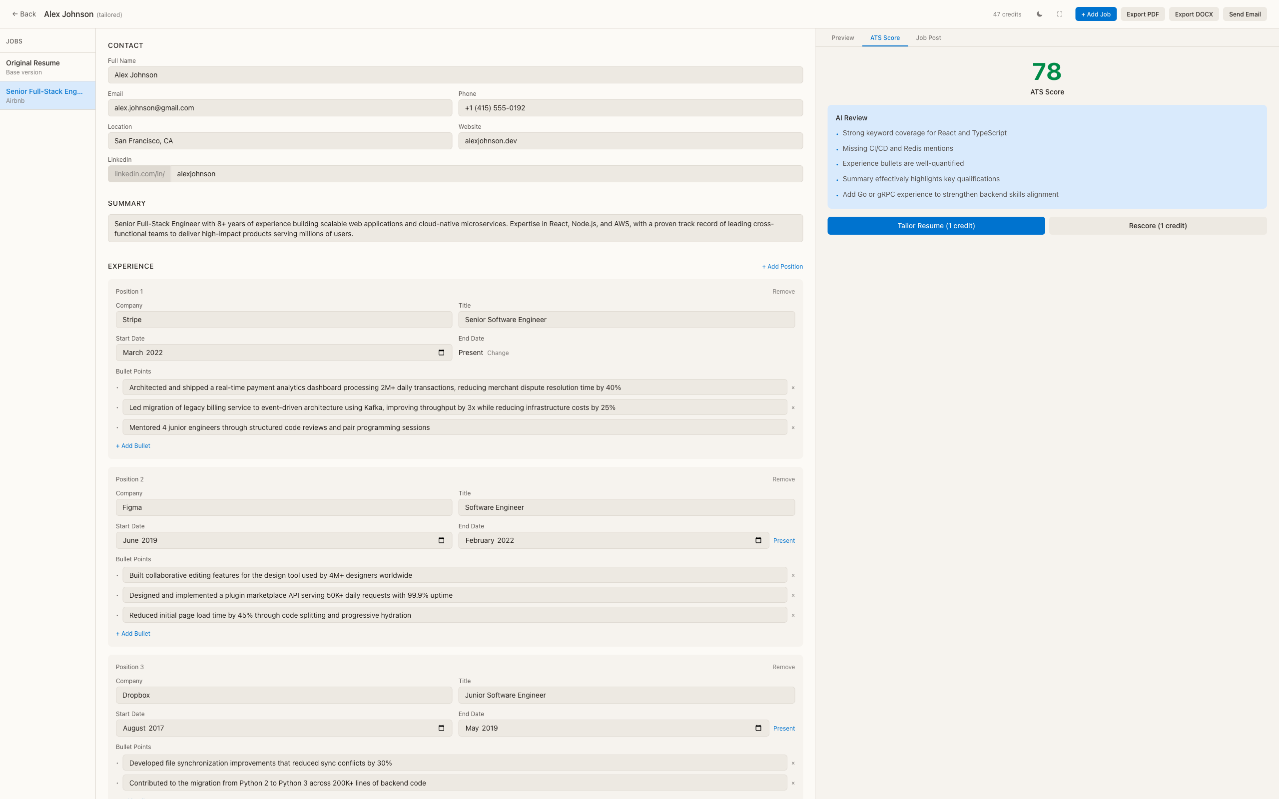 Resumi ATS scoring on Windows
