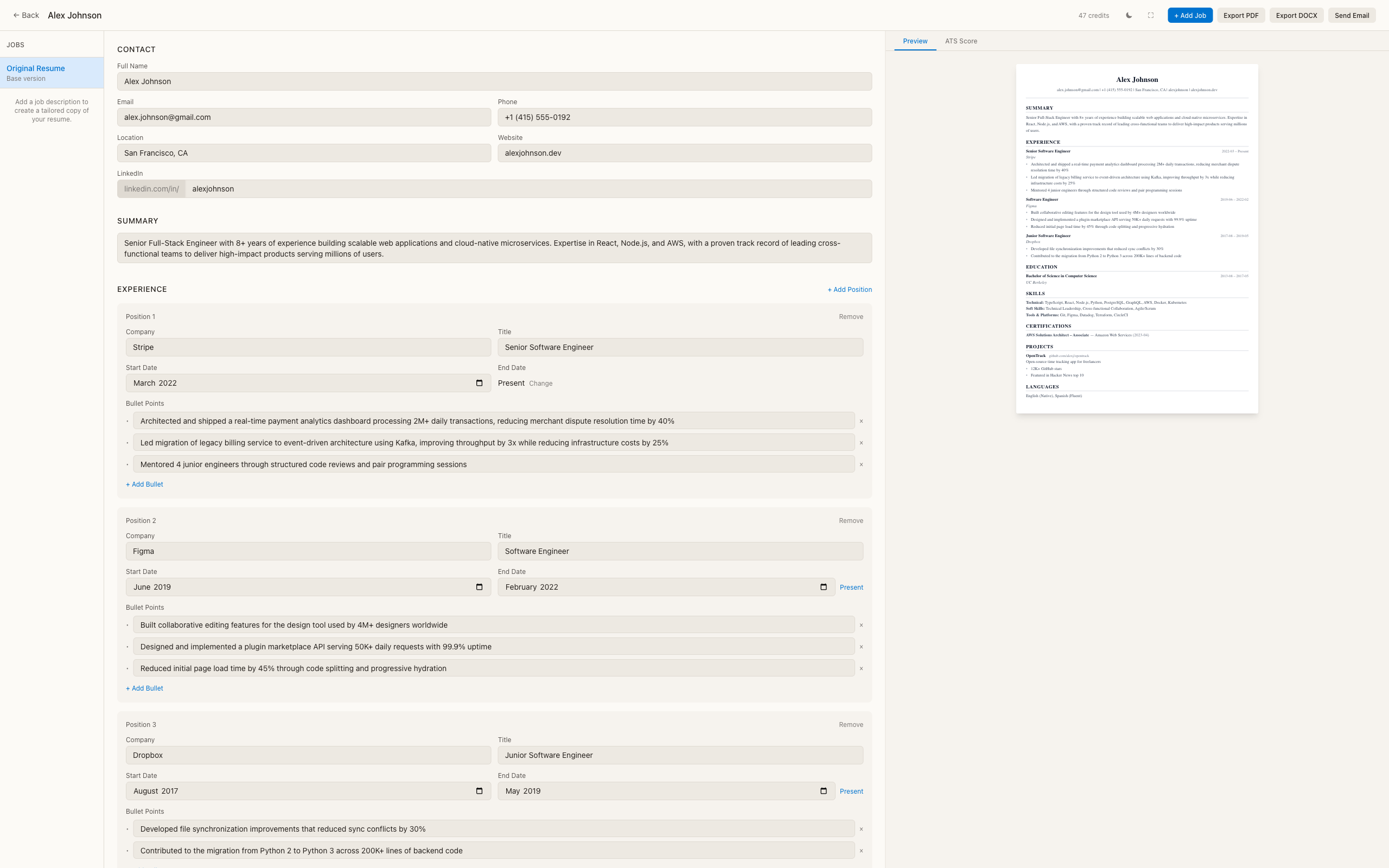 Resumi offline resume editor with live preview